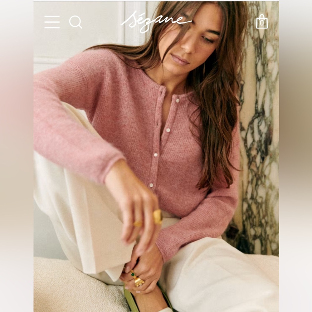 Sezane gaspard cardigan in rosewood